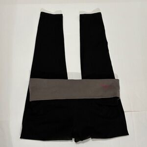 Victoria's Secret Black Leggings with Gray Fold-Over Waistband